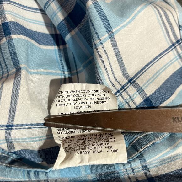 Wrangler Outdoor Shirt Mens Large Blue Plaid Snap Front Outdoors Pockets Work - Picture 7 of 9